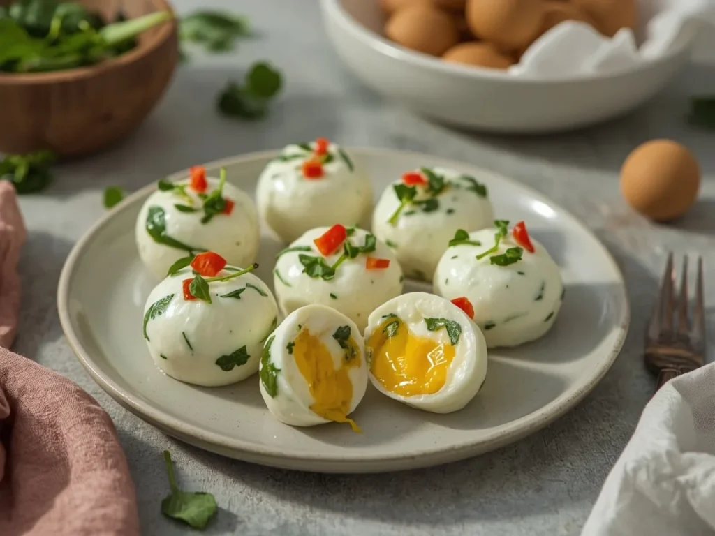 Egg white bites with spinach and roasted red pepper