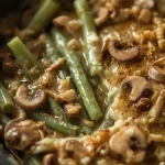 High Protein Green Bean Casserole (No Canned Soup) - recipe card