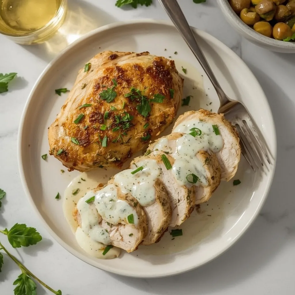 High Protein Herb Roasted Turkey Breast with Yogurt Gravy