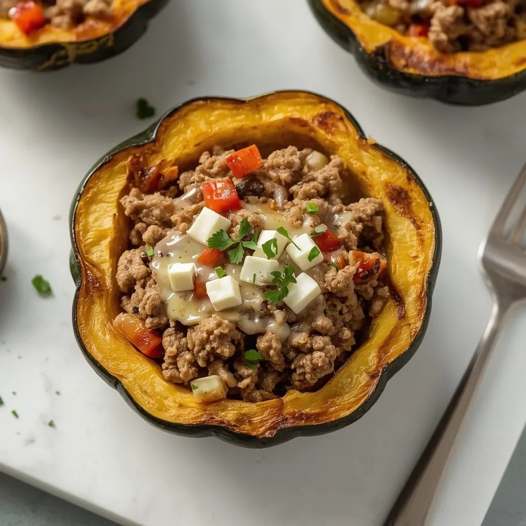 High Protein Stuffed Acorn Squash with Ground Turkey