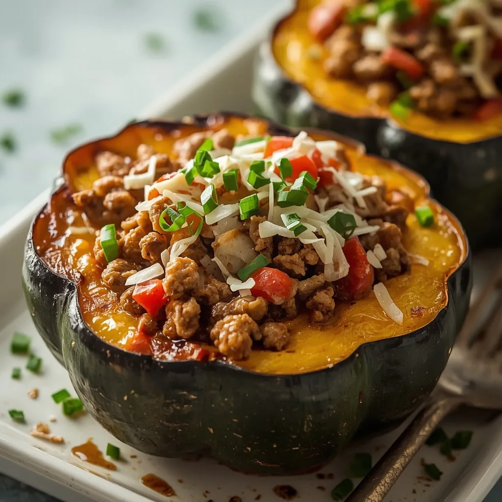 High Protein Stuffed Acorn Squash with Ground Turkey