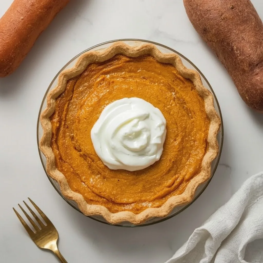 High Protein Sweet Potato Pie (Greek Yogurt Custard)