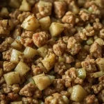 High Protein Turkey Sausage Stuffing with Apples - recipe card