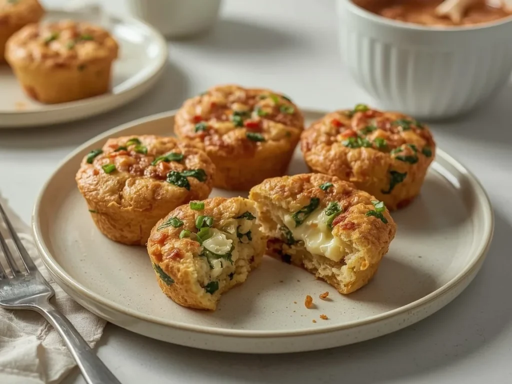 Tofu veggie breakfast bites with red pepper, spinach and green onion