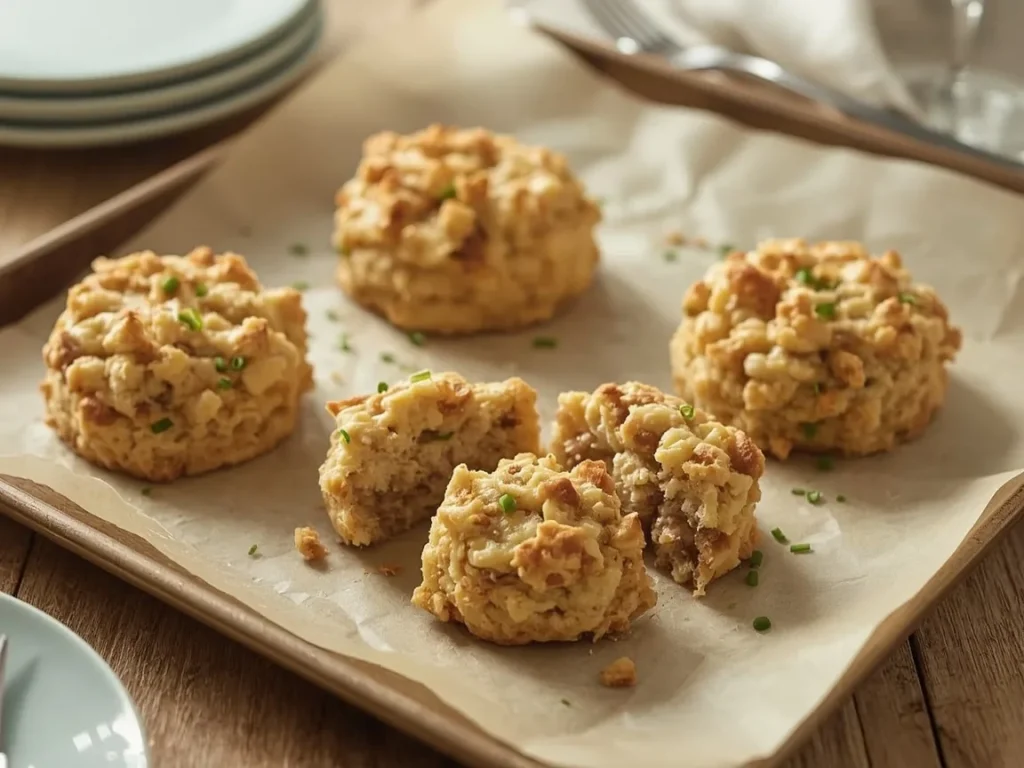 Turkey sausage and cheddar cottage cheese biscuits with chives